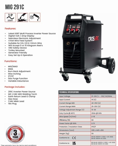 Cros-Arc 291C Compact MIG / MMA Welder