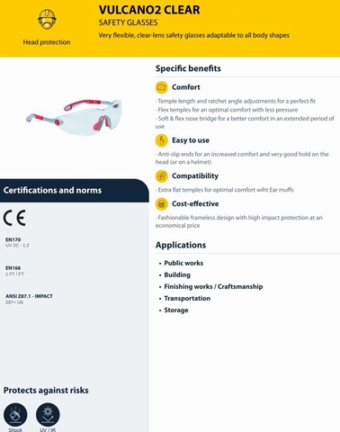Delta Plus VULCANO2 Clear Safety Spectacle