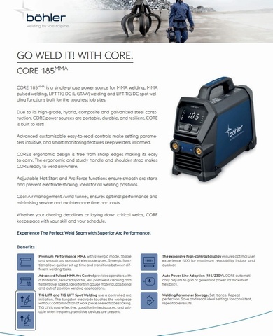 Bohler Core 185 MMA 230/110V Inverter Welder