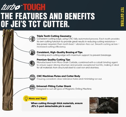 JEI Turbo Tough TCT Broach Annular Cutters 35mm Depth